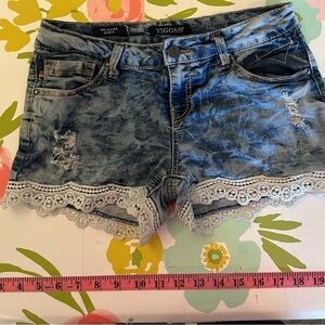 Vigoss the Jagger Shorts youth size 14 denim shorts with crochet hemline